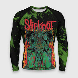 Рашгард мужской Slipknot green satan, цвет: 3D-принт