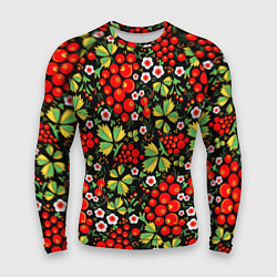Рашгард мужской Русские узоры - цветы и ягоды, цвет: 3D-принт