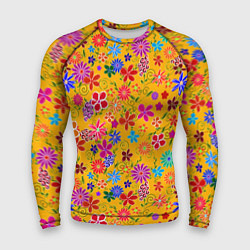 Рашгард мужской Нарисованные цветы - орнамент, цвет: 3D-принт