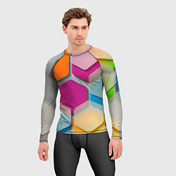 Рашгард мужской Абстрактные разноцветные геометрические фигуры, цвет: 3D-принт — фото 2