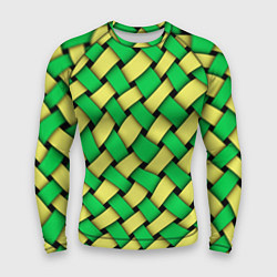 Рашгард мужской Жёлто-зелёная плетёнка - оптическая иллюзия, цвет: 3D-принт