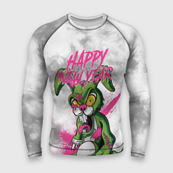 Рашгард мужской Zombie rabbit Happy new year, цвет: 3D-принт