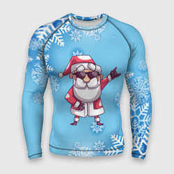 Рашгард мужской Крутой Дед Мороз - снежинки, цвет: 3D-принт