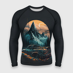 Мужской рашгард Киберпанк авто и горы