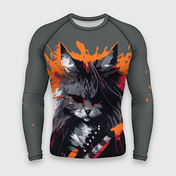 Рашгард мужской Rocker Cat on a gray background - C-Cats collectio, цвет: 3D-принт