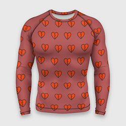 Рашгард мужской Разбитые сердца на бордовом фоне, цвет: 3D-принт