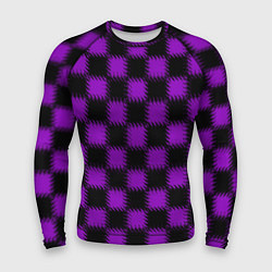 Рашгард мужской Фиолетовый черный узор Шахматка, цвет: 3D-принт