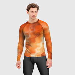 Рашгард мужской Золотисто-оранжевый туманный паттерн, цвет: 3D-принт — фото 2