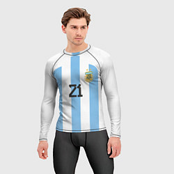 Рашгард мужской Дибала форма сборной Аргентины домашняя, цвет: 3D-принт — фото 2