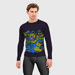 Рашгард мужской Пиксельный остров и замок, цвет: 3D-принт — фото 2