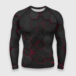 Рашгард мужской Соты с красным свечением, цвет: 3D-принт