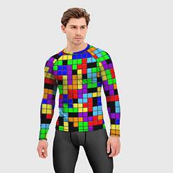 Рашгард мужской Тетрис цветные блоки, цвет: 3D-принт — фото 2