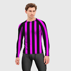 Рашгард мужской В полоску черного и фиолетового цвета, цвет: 3D-принт — фото 2