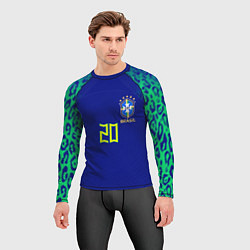 Рашгард мужской Винисиус Жуниор ЧМ 2022 сборная Бразилии гостевая, цвет: 3D-принт — фото 2