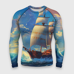 Мужской рашгард Парусник в море