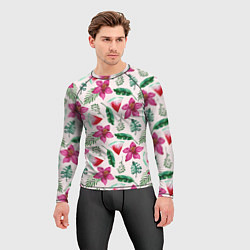 Рашгард мужской Арбузы, цветы и тропические листья, цвет: 3D-принт — фото 2