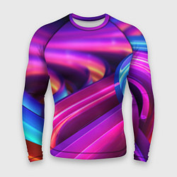 Рашгард мужской Неоновые абстрактные волны, цвет: 3D-принт