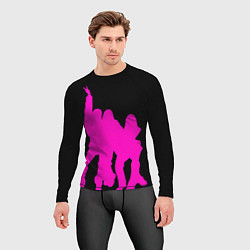 Рашгард мужской Розовый силуэт Blackpink на черном фоне, цвет: 3D-принт — фото 2