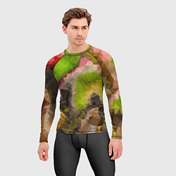 Рашгард мужской Green brown pattern, цвет: 3D-принт — фото 2