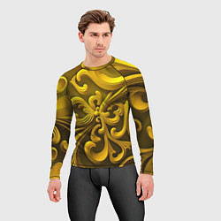 Рашгард мужской Желтый объемный узор, цвет: 3D-принт — фото 2