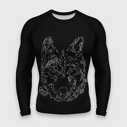Рашгард мужской Волк стилизация чёрный, цвет: 3D-принт