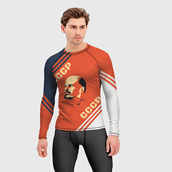Рашгард мужской Ленин на красном фоне, цвет: 3D-принт — фото 2