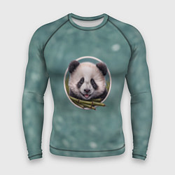 Рашгард мужской Милая мордочка панды с бамбуком, цвет: 3D-принт