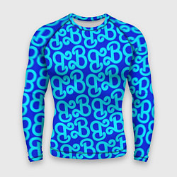 Рашгард мужской Логотип Барби - синий паттерн, цвет: 3D-принт