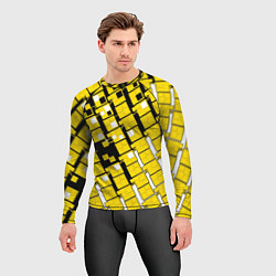 Рашгард мужской Киберпанк квадраты жёлтые, цвет: 3D-принт — фото 2