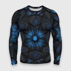 Рашгард мужской Калейдоскопные черные и синие узоры, цвет: 3D-принт