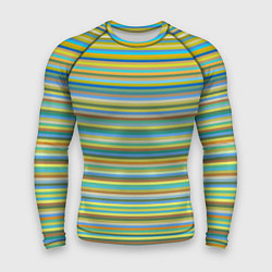 Рашгард мужской Горизонтальные разноцветные полосы, цвет: 3D-принт