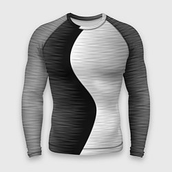 Рашгард мужской Черная белая абстракция зигзаг, цвет: 3D-принт