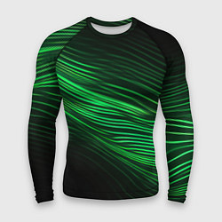 Рашгард мужской Green neon lines, цвет: 3D-принт