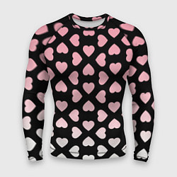 Рашгард мужской Розовые сердечки на чёрном, цвет: 3D-принт