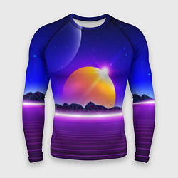 Рашгард мужской Mountains - sun - space - vaporwave, цвет: 3D-принт