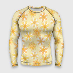 Рашгард мужской Желтые геометричные цветы, цвет: 3D-принт