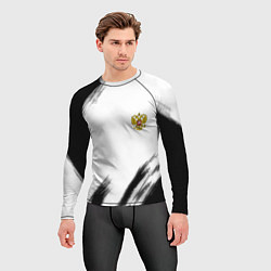 Рашгард мужской Russia sport черно белый, цвет: 3D-принт — фото 2
