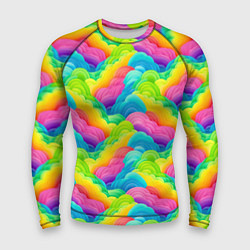 Рашгард мужской Разноцветные облака из бумаги паттерн, цвет: 3D-принт