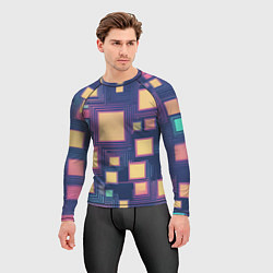 Рашгард мужской Разноцветные ретро квадраты, цвет: 3D-принт — фото 2