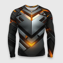 Рашгард мужской Объемные плиты с оранжевым свечением, цвет: 3D-принт