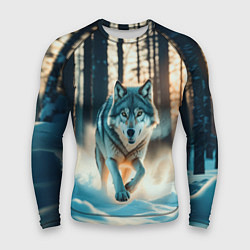 Рашгард мужской Волк в темном лесу, цвет: 3D-принт