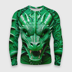 Рашгард мужской Нейросеть - барельеф зелёный дракон, цвет: 3D-принт