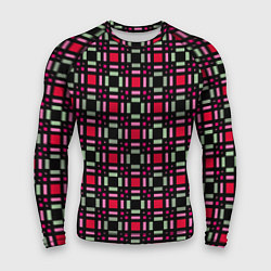 Рашгард мужской Красно-черный зеленый геометрический узор, цвет: 3D-принт