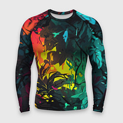 Рашгард мужской Яркие разноцветные абстрактные листья, цвет: 3D-принт
