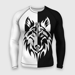 Рашгард мужской Волк чёрно-белый, цвет: 3D-принт