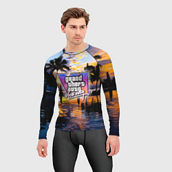 Рашгард мужской Grand theft auto 6 vice city, цвет: 3D-принт — фото 2