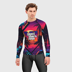 Рашгард мужской GTA 6 аbstract logo, цвет: 3D-принт — фото 2