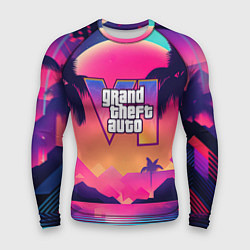 Рашгард мужской GTA 6 закат солнца, цвет: 3D-принт