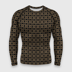 Рашгард мужской Тёмно-коричневый паттерн, цвет: 3D-принт
