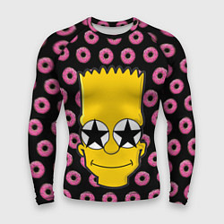 Рашгард мужской Барт Симпсон на фоне пончиков, цвет: 3D-принт